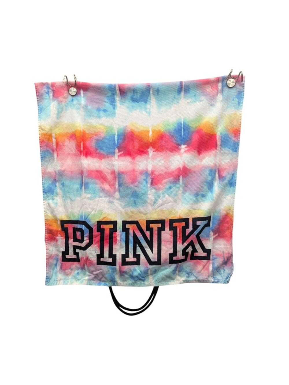Pink by Victoria's Secret Tie Dye Rainbow Packable Beach Towel Tote 28 x 58 In
